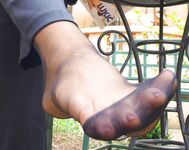 Office girl very sweaty nylon feet 4