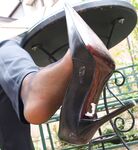 Office girl very sweaty nylon feet 4