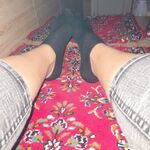 My feet in ankle socks and long women's socks.