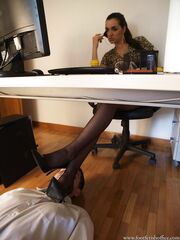 Office girl very sweaty nylon feet sniff