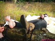 Feather Freaks Foot Tickling - Sarah Tickle Tortured In The Forest!