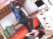 FRENCH GIRLS FEET - Cleo turns her new roomate into footslave