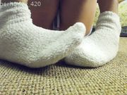 Amber Haze - Giant Feet in Fluffy White Socks