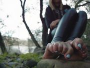 LAUREN'S BAREFEET IN THE WOODS