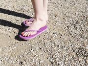 Emily red toes and purple flip flops