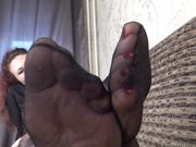 huge feet in stockings!