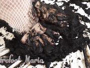 BareFoot Maria - Dirty and mud feet in white stockings