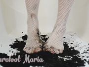 BareFoot Maria - Dirty and mud feet in white stockings