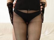 Wife in Nylon Pantyhose doing Footjob (stockings Fetish)