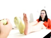 Czech Soles – Stinky socks seller girl at work getting