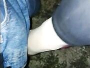 Outdoor Shoejob With High Heels