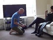 Mistress Anahita uses feet to control slave