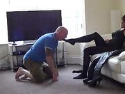 Mistress Anahita uses feet to control slave