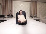 young redhead girl tease her small feet in fishnets