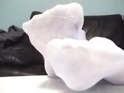 Goddess white stocking sniff