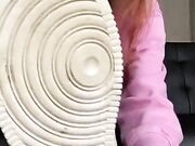 redhead girl socks removal and show feet with toe ring