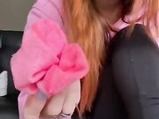 redhead girl socks removal and show feet with toe ring