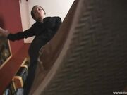 Mistress Maria-sweaty nylon footprint on glass