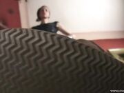 Mistress Maria-sweaty nylon footprint on glass