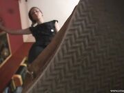 Mistress Maria-sweaty nylon footprint on glass