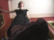 Mistress Maria-sweaty nylon footprint on glass