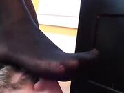 Under the desk foot worship