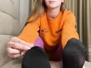 quick sock removal from sexy young blonde