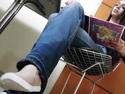 Sexy footjob from student woman