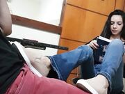 Sexy footjob from student woman