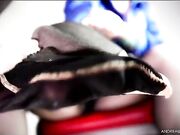 Andrea Untamed-Under Desk Nylon Feet Slave