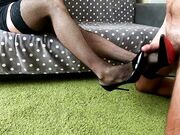 Cum on my Sexy Legs in Stockings and Shoe