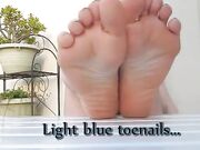 Twisted Toes wrinkly soles and bright blue nails