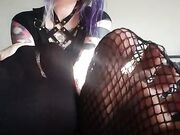 GOTH GIRL STINKY FISHNET FEET POV