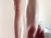 tall blonde babe show her soft long soles and feet