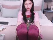 young brunette feet in socks then barefoot soles