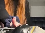 sexy redhead lynn feet in socks and pantyhose tease