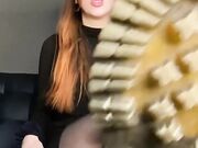 sexy redhead lynn feet in socks and pantyhose tease