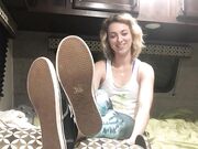 little blonde milf tease with soles and feet