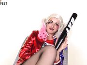 Cosplayfeet - Medusa Blonde Looks Insanely Hot In Harley Quinn Cosplay Costume With Black Nylons