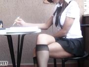 Cosplayfeet - Schoolgirl Dressed Natascia With Black Stockings Simply Amazing