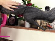 Cosplayfeet - Sexy Powered Daniela Dressed In A Super Girl Costume With Grey Pantyhose