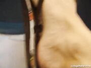 Teen girl shows her feet