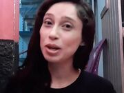 young woman show long slender soles