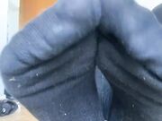 Sexy german blonde show soles on floor