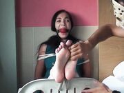 Girl tie and tickled hard