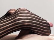 LegsJapan - SaoriHirako - 2 - Black Striped Tights Footjob