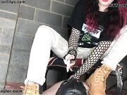 Femdom boot licking slave
