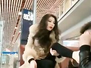 Chinese foot worship in car and airport