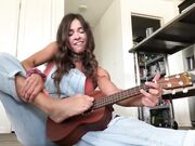 Brunette show sexy small feet play challenge