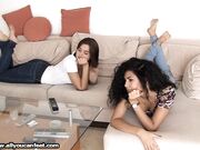 Sophia and Nadja Barefoot TV Watching
